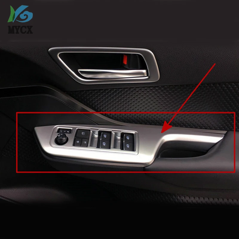 

4PCS For Toyota C-HR CHR 2016 2017-2020 ABS Inner Power Window Switch Cover Trim Black Matte Glossy Car Accessories