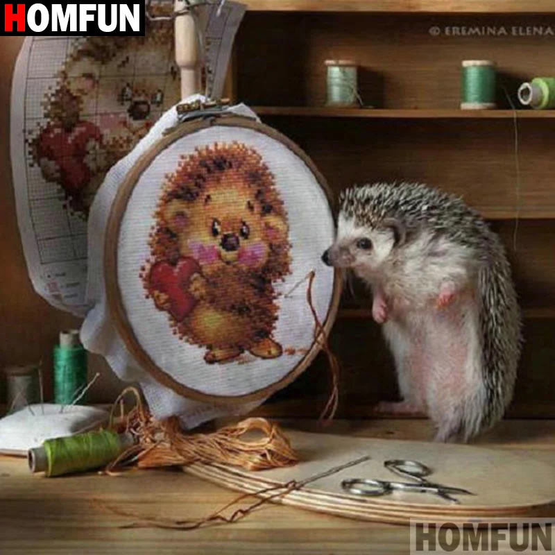 HOMFUN Full Square/Round Drill 5D DIY Diamond Painting &quotAnimal hedgehog&quot Embroidery Cross Stitch Home Decor Gift A17856 | Дом и сад