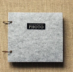 Плюшевое войлочное одеяло, покрытие, клейкий тип, фотоальбом с ПВХ сумкой, свадебные альбомы для скрапбукинга, детский альбом, рамки - Цвет: gray with label