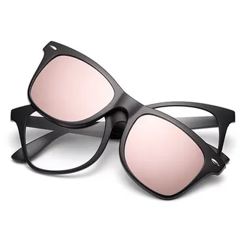 

Polarized TR90 Square Mirror Magnetic Clip On Sunglasses Women Men Brand Designer UV400 Glasses Shades oculos de sol feminino