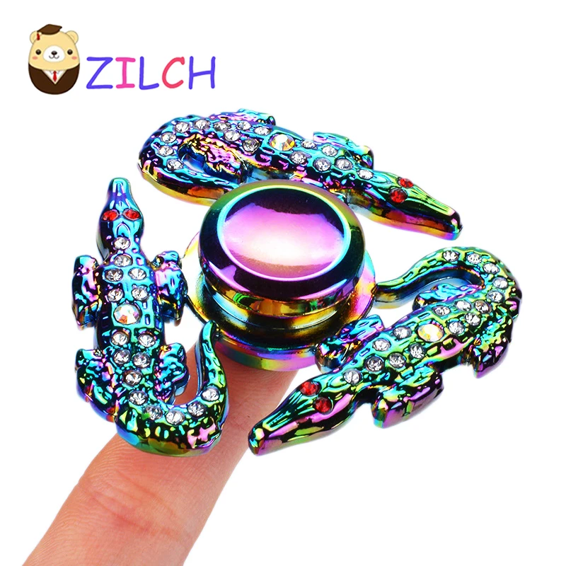 

Colorful Diamond Crocodile Decompression EDC Tri-Spinner Fidget Hand Spinner For ADHD Women Adults Kids Toy Stress Reliever