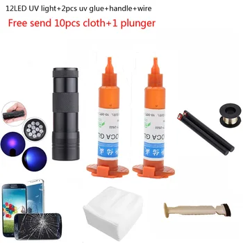 

12 led UV light 2pcs/lot 5g TP-2500 LOCA UV liquid optical clear adhesive tp2500 uv glue for samsung galaxy for iPhone