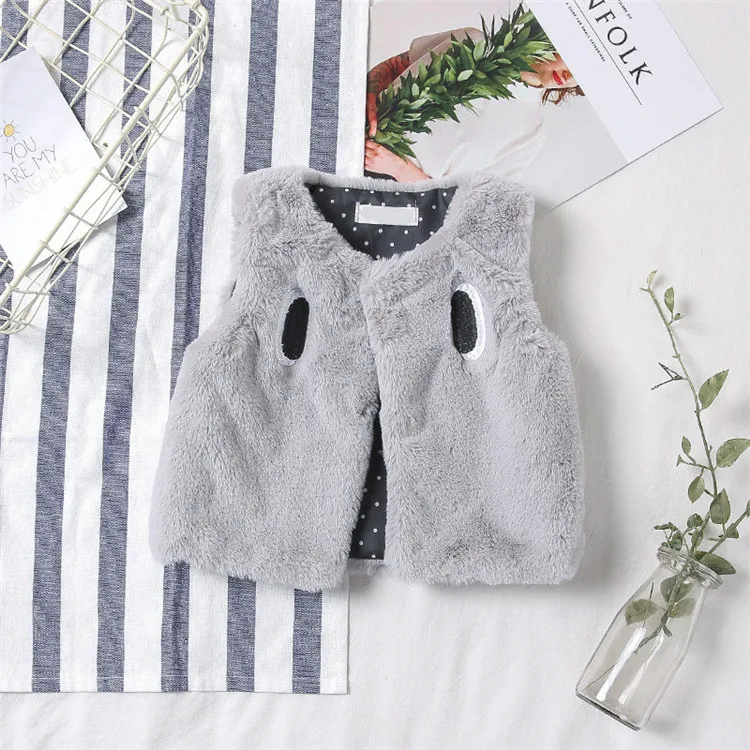 Baby Vest Faux Fur Coat Girls Kids Vest Warm Fur Vest For Girls Embroidery Winter Kids Waistcoats Toddler Girl Winter Clothes   102