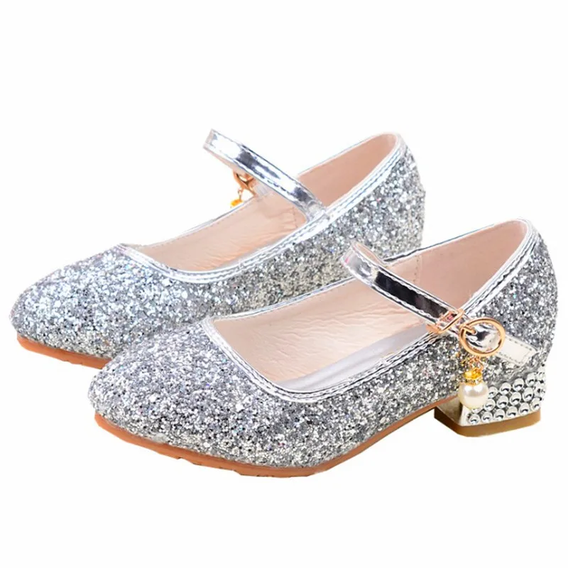 

Girls single shoes spring autumn Korean version wild princess shoes non-slip breathable children high-heeleds pink leather shoes