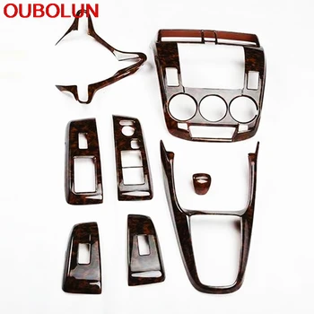 

Brown Special Paint AT Dash AC Panel Plate CD Trim Panel Stereo Interior Bottons Frame Overlay 8pcs For Honda City 2008-2012 LHD