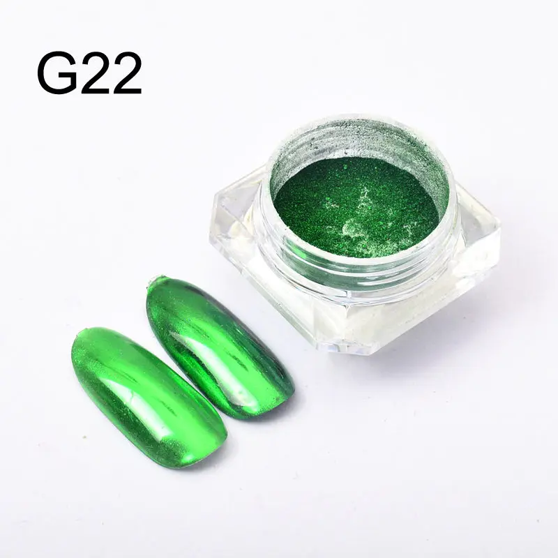 G22 YWK 11 цветов 0,5 г зеркальный блеск для ногтей порошок металлический цвет УФ-гель для дизайна ногтей Полировка хромированные хлопья пигментные пылевые украшения - Цвет: G22