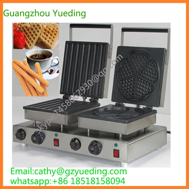 

Electric double head lolly waffle and heart-shape waffle machine maker