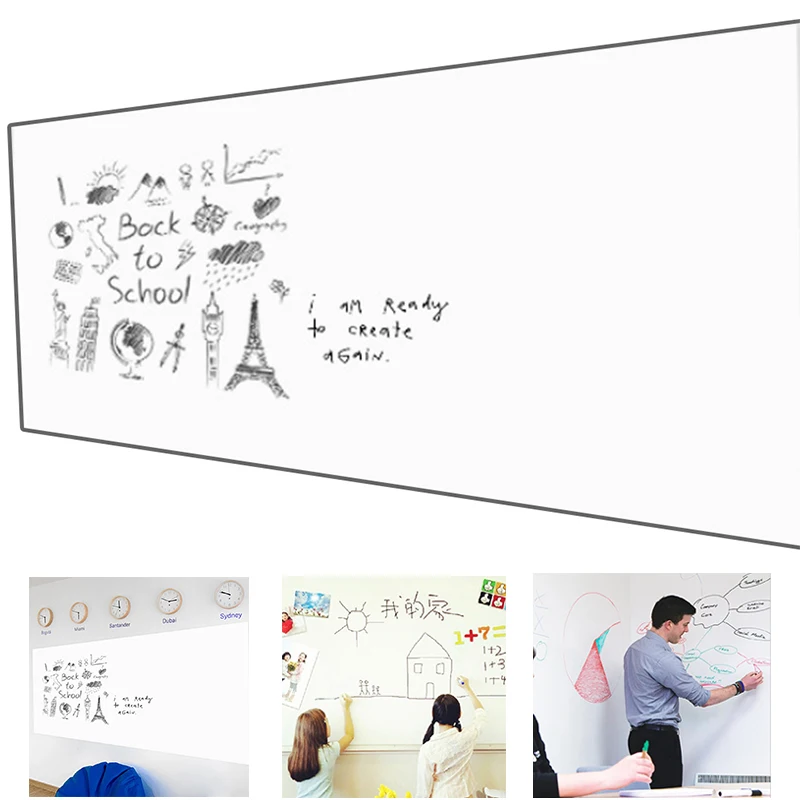 

60*90CM White Board Ferromagnetic Film Magnet Whiteboard Wall Sticker with 6 Nail Office Decoration Flexible Self-Adhesive Film