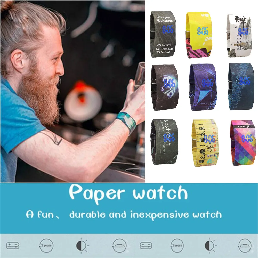 relogio masculino New Creative Paper Watch LED Waterproof Clock Tyvek Paper Strap Digital Watches erkek kol saati
