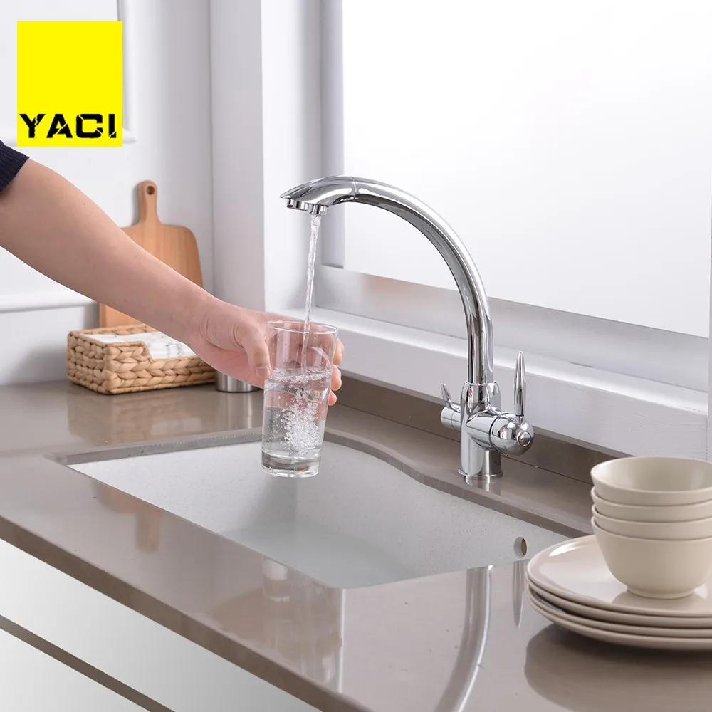 

YACI New Arrival Kitchen Faucet Deck Mounted Mixer Tap 180 Degree Rotation with Water Purification modern faucet Features Nickle