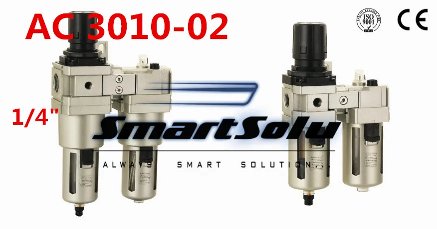 

Free ShippingPneumatic FRL Combination air filter pressure regulator and lubricator AC3010-02 1/4 inch Manual drain type