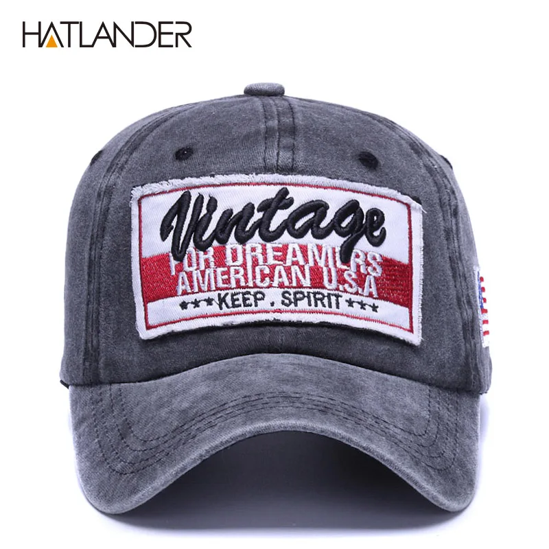 HATLANDER, винтажные спортивные шапки, уличная Кепка snapback, молодежная Беговая Кепка, мягкая шапка с буквами для папы, регулируемая хлопковая бейсболка унисекс