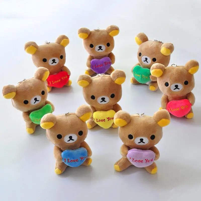 

1 Pc Creative I LOVE YOU Rilakkuma bear stuffed plush toys cute love bear pendant plush toys for kids gift