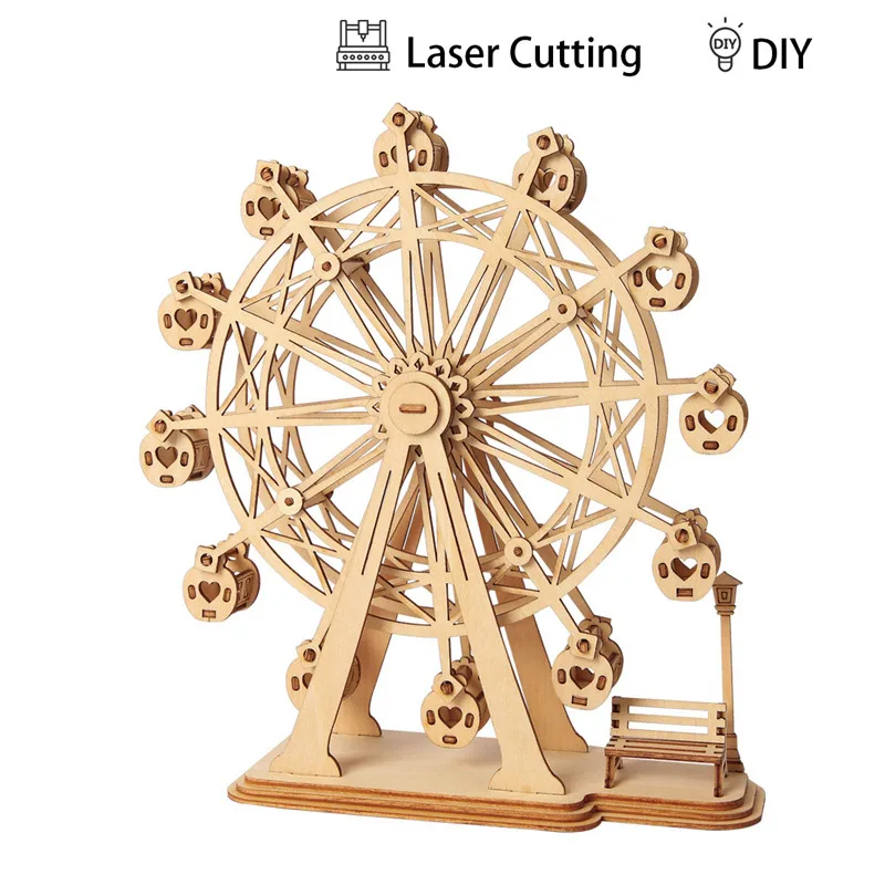 Robud 3D DIY Craft Ferris Wheel Puzzle Game Wooden Model Building Kits Popular Educational font b