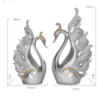 Европейские смолы пара украшения в форме лебедя домашнее украшение ремесла свадебный подарок домашний стол фигурки ТВ кабинет офис статуя аксессуары