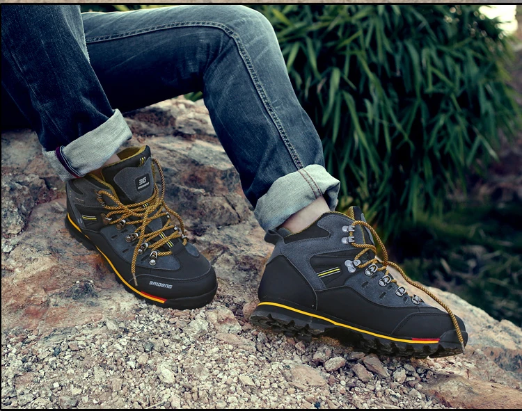 Мужские походные ботинки из натуральной кожи водонепроницаемые Нескользящие прогулочные ботинки Горные спортивные ботинки кроссовки для альпинизма большие Size40-45