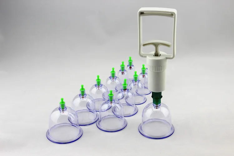 12pcs Hijama Cups Chinese Vacuum Cupping Kit for Therapy Relax Massagers Curve Suction Pumps