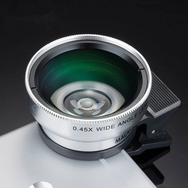TOKOHANSUN HD 37 мм 0.45x супер широкоугольный объектив с 12.5x Супер Макро объектив для iPhone LG htc samsung sony объектив камеры комплект - Цвет: Серебристый