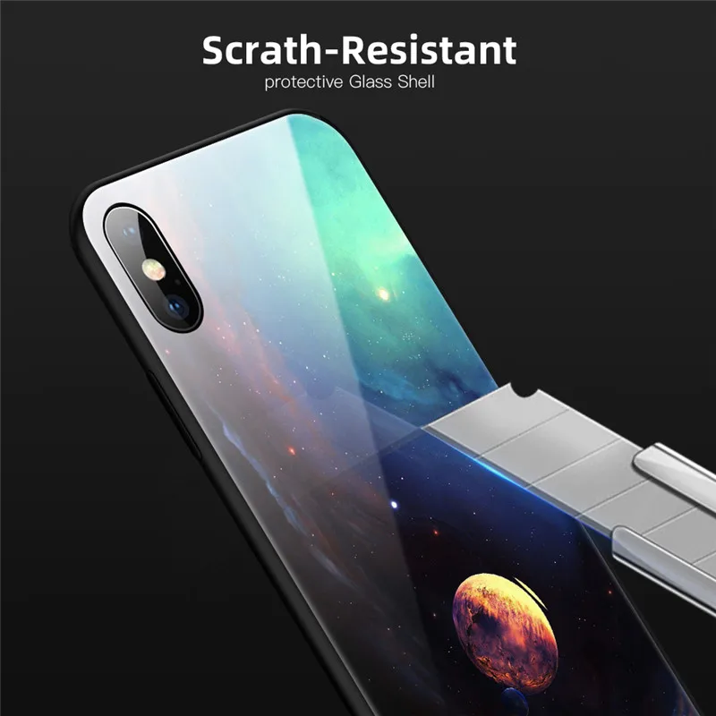 Стеклянный чехол для телефона для iPhone 11X7 8 10 6 s XS Star Space чехол для iPhone 8 7 6 6s Plus X противоударный чехол силиконовый Coque 6