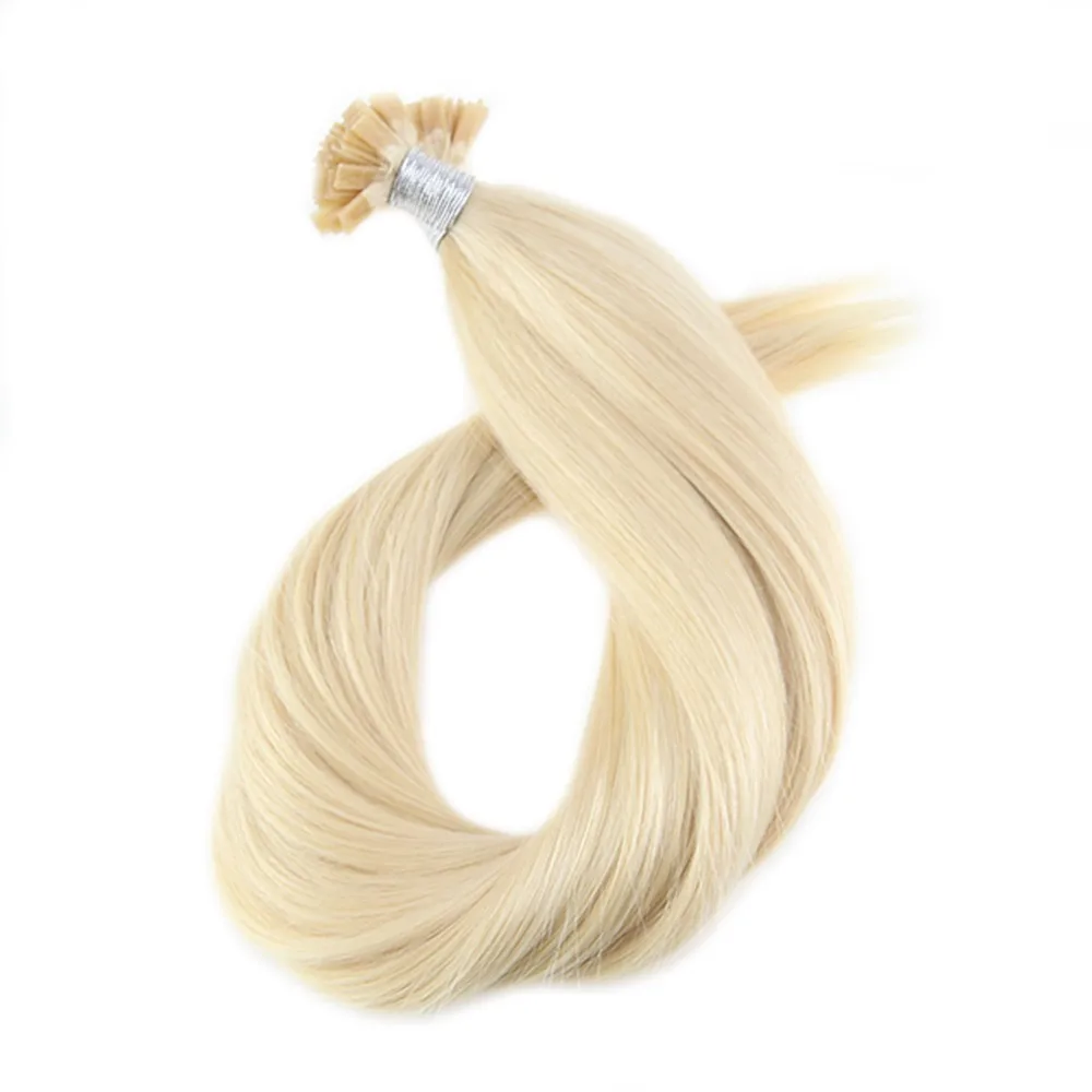 Moresoo Bleach Blonde#613 прямые накладные волосы Remy с плоским кончиком, 1,0 г/локон, 50 г/упак