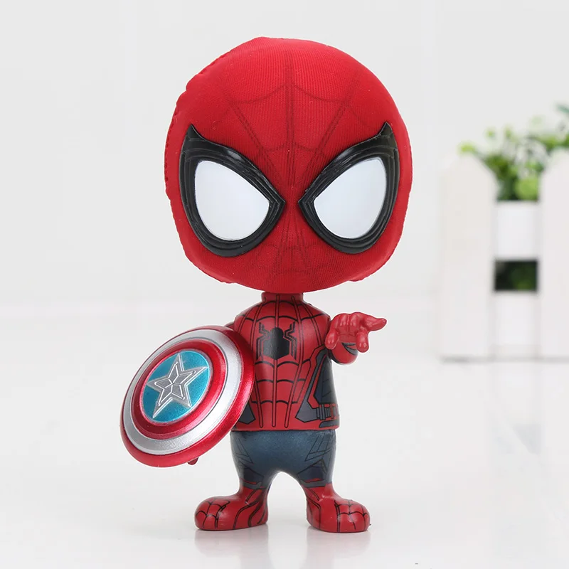 spiderman opp bag Дэдпул Человек-паук Черная пантера качающаяся голова ПВХ фигурка Коллекция Модель Дети кукла игрушка Подарки - Цвет: spiderman opp bag