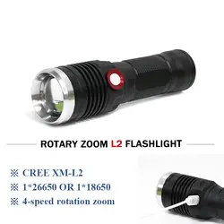 Светодиодный фонарик 18650 26650 фонарик USB зарядка torcia CREE XML L2 Фонари водонепроницаемый фонарик перезаряжаемый кемпинг охоты