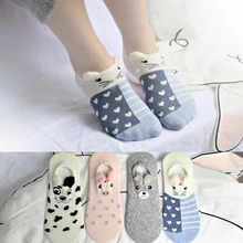 4 цвета Для женщин милые мультяшных животных уши хлопковые силиконовые противоскользящие летние дышащие вязаные невидимые лодочки носки до лодыжки, партиями по 6 пар в 1 партии