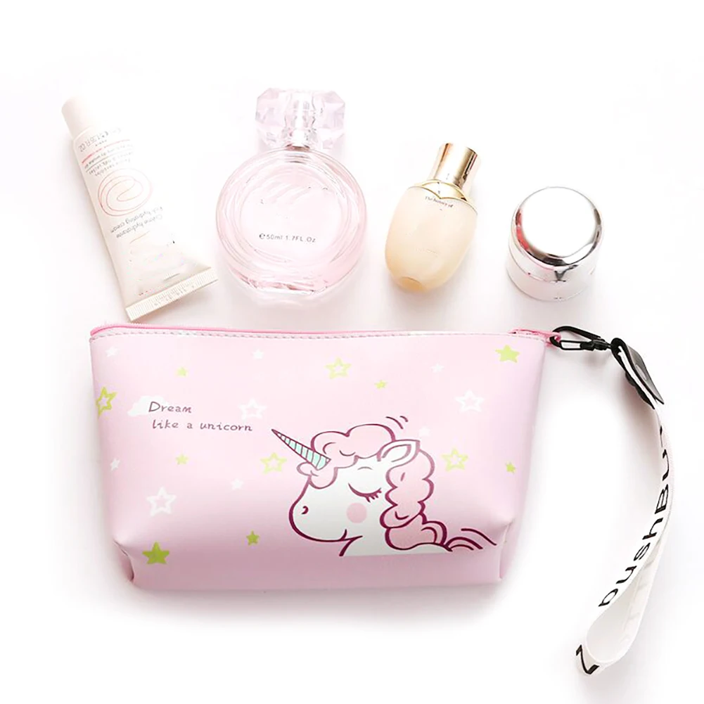 

Pink Unicorn Makeup Bag Travel Cosmetic Organizer Portable Pencil Holder Pouch Pu Leather Handbag Brush Storage Case For Women G