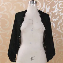 RSJ92 кружевное черное шифоновое болеро с длинным рукавом для женщин, большие размеры