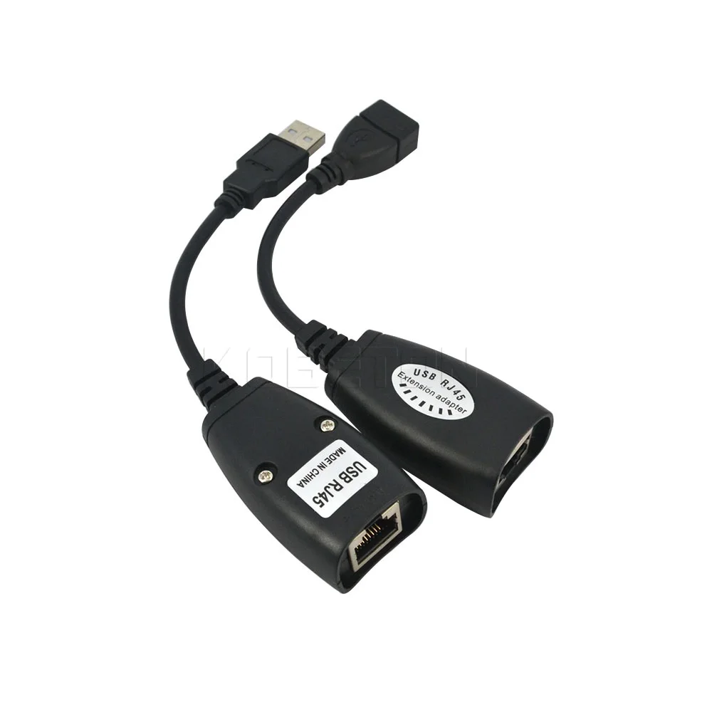 Kebidumei 1 пара RJ45 Сетевой удлинитель адаптер мини USB CAT5 5e 6 кабель LAN 150 футов Netwrok