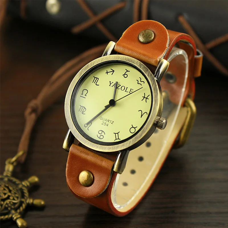 

12 constellation retro art student watch outdoor sports quartz wristwatches fashion casual ladies watches free shipping sale
