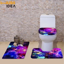 HUGSIDEA 3D пространство галактика печать крышка унитаза сиденья для ванной нескользящий коврик мягкое теплое моющееся покрытие для сидения унитаза Накладка на унитаз