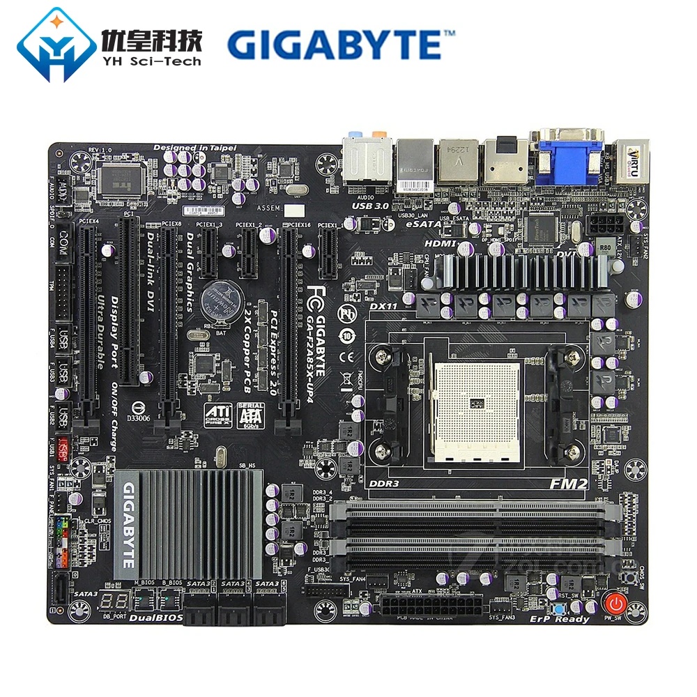 Материнская плата Gigabyte A85X оригинальная б/у для настольных ПК разъем FM2 AMD A10/A8/A6/A4