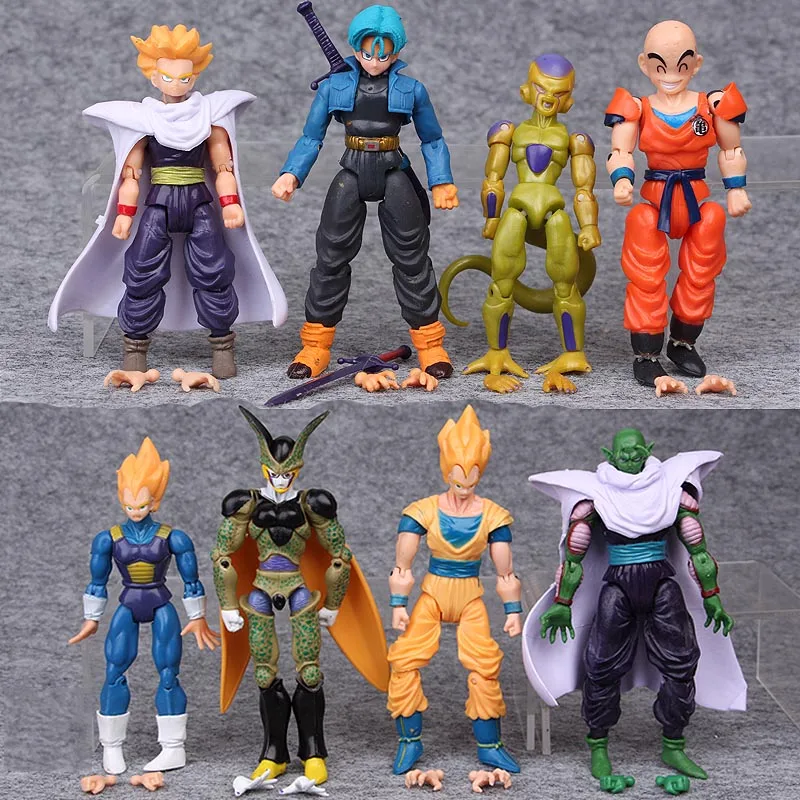 

Joints can move 8pcs/set 12cm Anime Dragon to Ball Super Saiyan Trunks vegeta Son Goku Kakarott Action FigureToys Christmas Gift