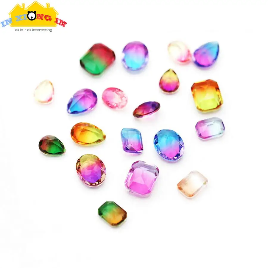 

6pcs Mix Size Gradient Gem Rectangle Oval Crystal Resin Jewelry DIY Craft Stuff Kawaii Nail Art Mini Decor Accessories Cabochon