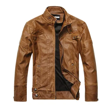 

2018 New Men Coats Fashion Retro Leather Jacket Classic Design PU Leather Male Winter Bomber Coats Men Outerwear Leather Jackets