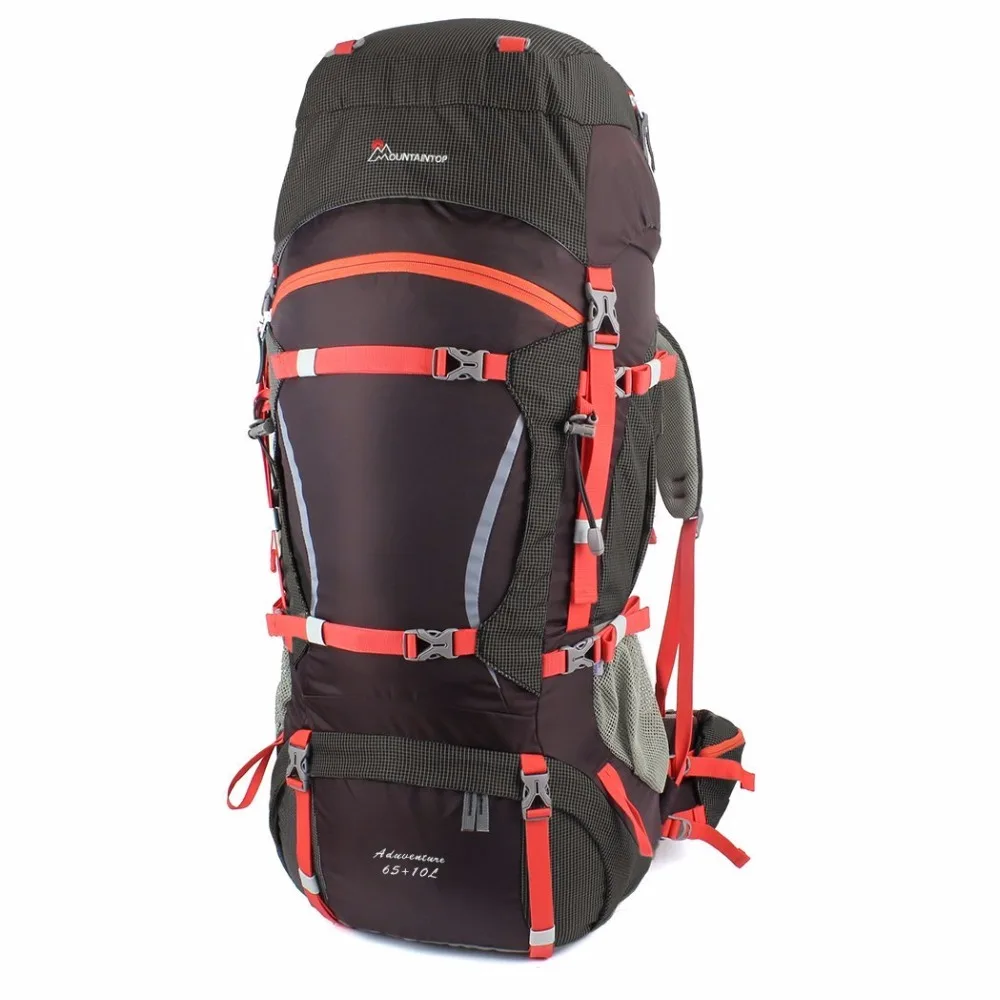 65+10L Internal Frame Long Haul Climbing Bag Terylene Material Unisex Travel Camping Outdoor Sport Backpack with Rain Cover