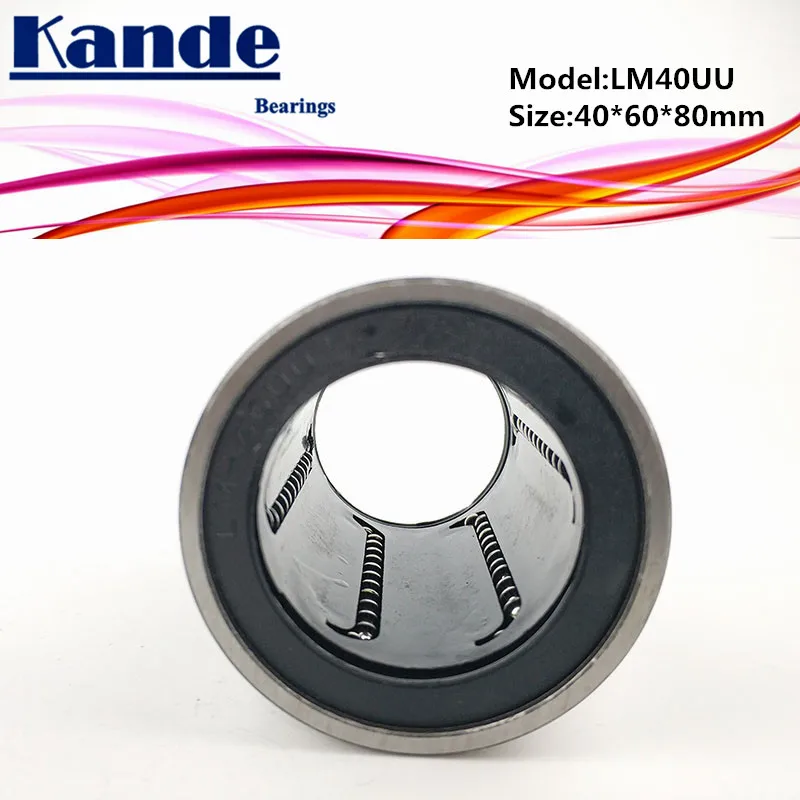 Kande Bearings LM40UU 1pc LM40UU Linear Bearing 40x60x80mm LM40 UU