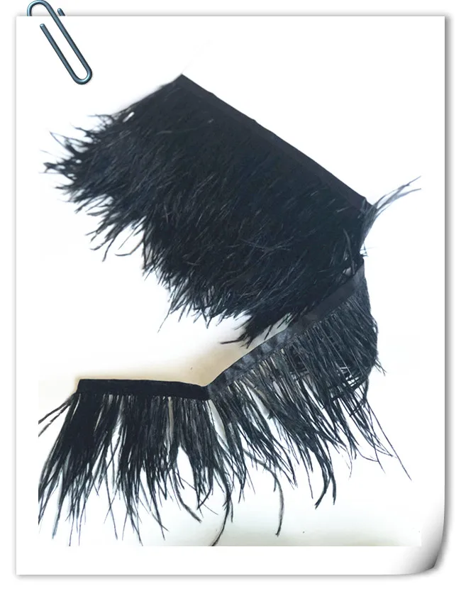 Free Shipping 10m 8 10CM HEIGHT black ostrich feather ribbons/strips