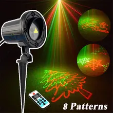 8 Patterns Outdoor Christmas Holiday Snowflake Lights Laser Projector Home Decoration Double Color Waterproof IP68 With Remote