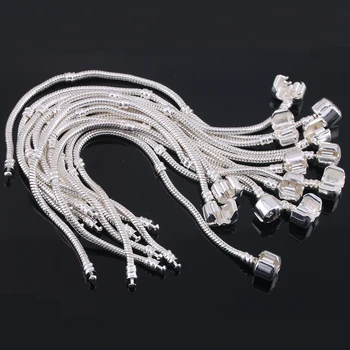 

TOGORY 5Pcs/lot Fashion Silver Color Snake Chain Charm Bracelet For Women Fine Bracelets & Bangles DIY Jewelry Making