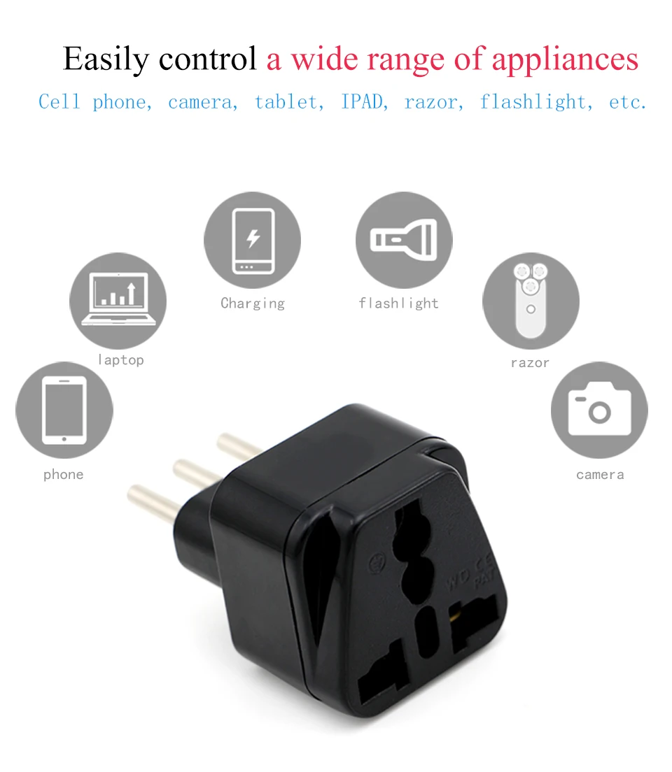 3-pin IT Conversion plug Universal UKUSEUAU to Italy Milan Chile Vatican Italian Travel AC Power Adapter Plug Converter (8)