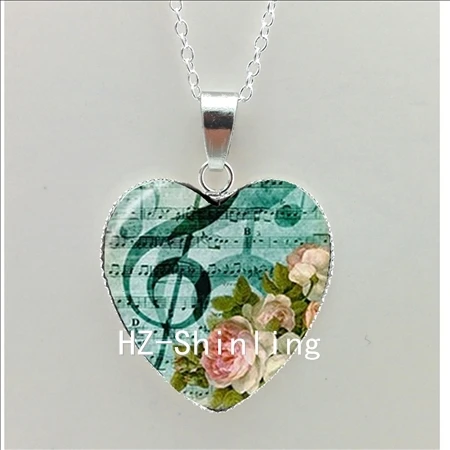 Новая Винтажная скрипка Сердце ожерелье Музыкальные инструменты подвеска саксофон сердце ювелирные изделия в форме сердца ожерелье HZ3 - Окраска металла: 7