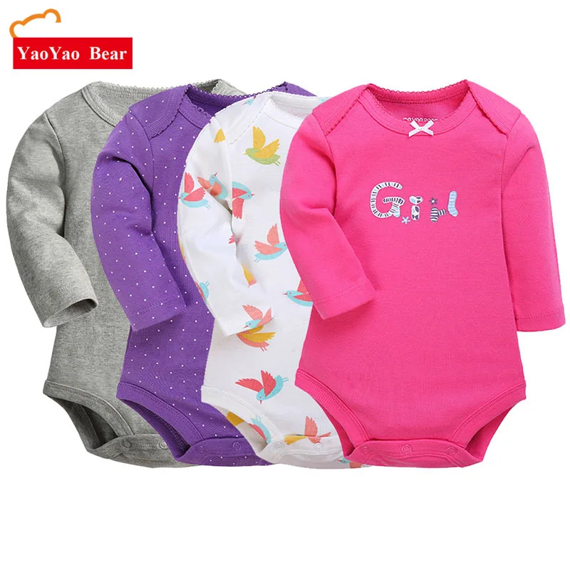 

4pcs Jumpsuit Infant New Long Sleeve Bodysuits Cotton Four Colors 6-24M Baby Boys Clothes Girls Winter Autumn Clothing Soft Wear