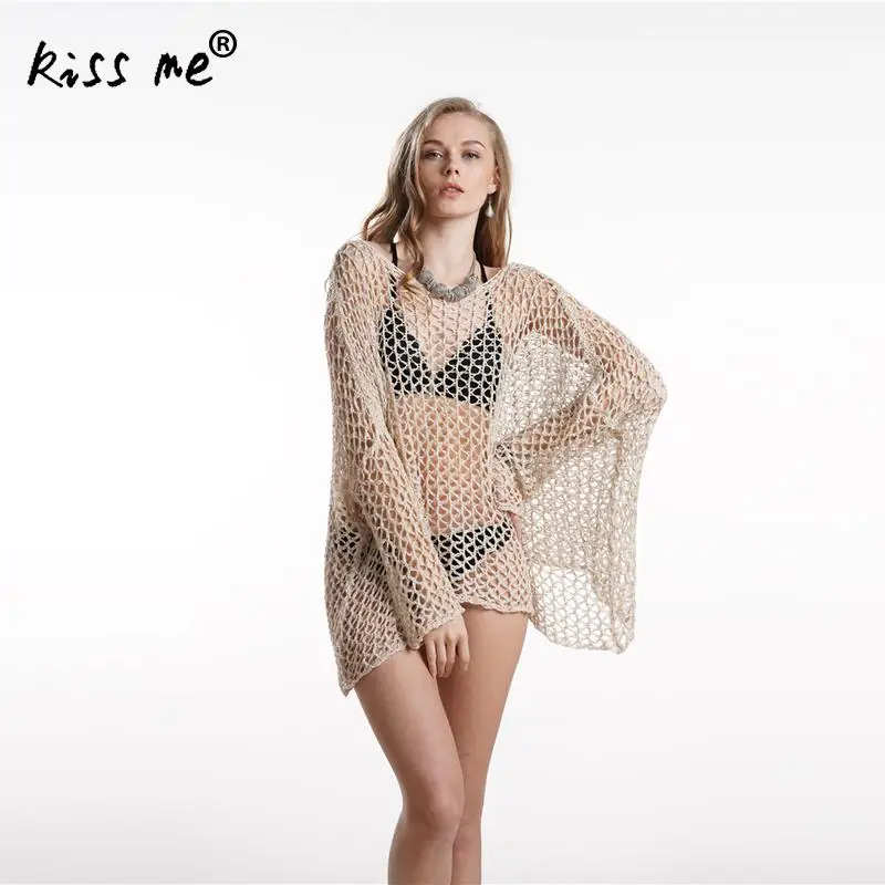 

Sexy Beach Cover Ups Women Hollow Out Swimwear Transparent Long Sleeve Swimwear Summer Hot Ladieswear Beachwear 2019 Cover-Ups