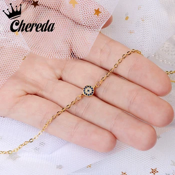 

Chereda Charming Devil's Eye Chain Bracelet Bangles For Women Girls Gold Metal Bracelets Statement Jewelry Present