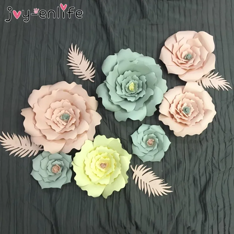 

JOY-ENLIFE 2pcs Wedding Decoration 20cm Paper Flowers Artificial Rose Flowers DIY Crafts Birthday Party Home Backdrop Supplies