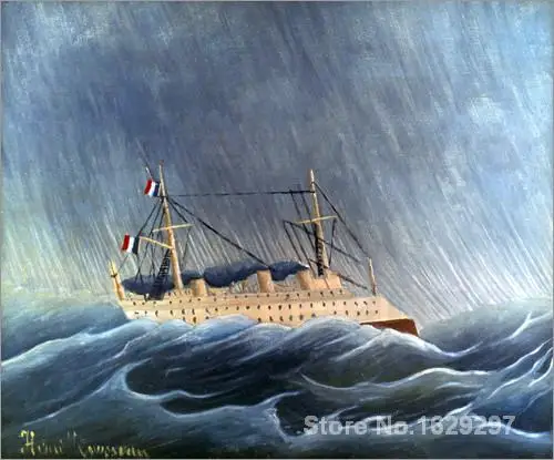 

Modern landscape painting SHIP IN STORM Henri Rousseau High quality Hand painted