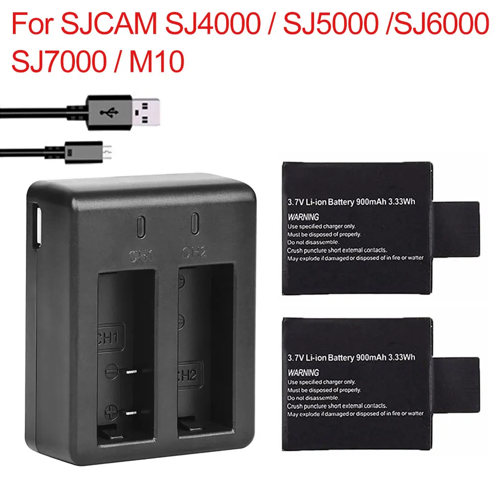 Nueva Portátil Usb Ranura Dual Cargador De Batería Para sjcam sj4000 sj5000 sj6000 Cámara