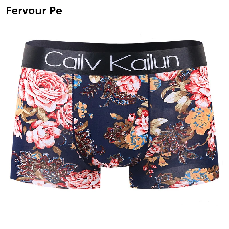 

Fervour pe Men's Boxer Cotton Solid panties Plus Size M-XXXXL Mens Fashion Flower print Seamless Underwear B19006